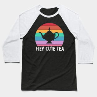 Hey Cute Tea funny rainbow teapot Baseball T-Shirt